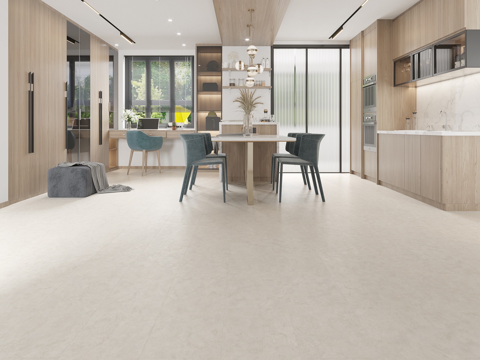 Кварцвиниловый SPC ламинат Evofloor Stone Click Sinai Синай S034 600×300×5,2 фото в интерьере