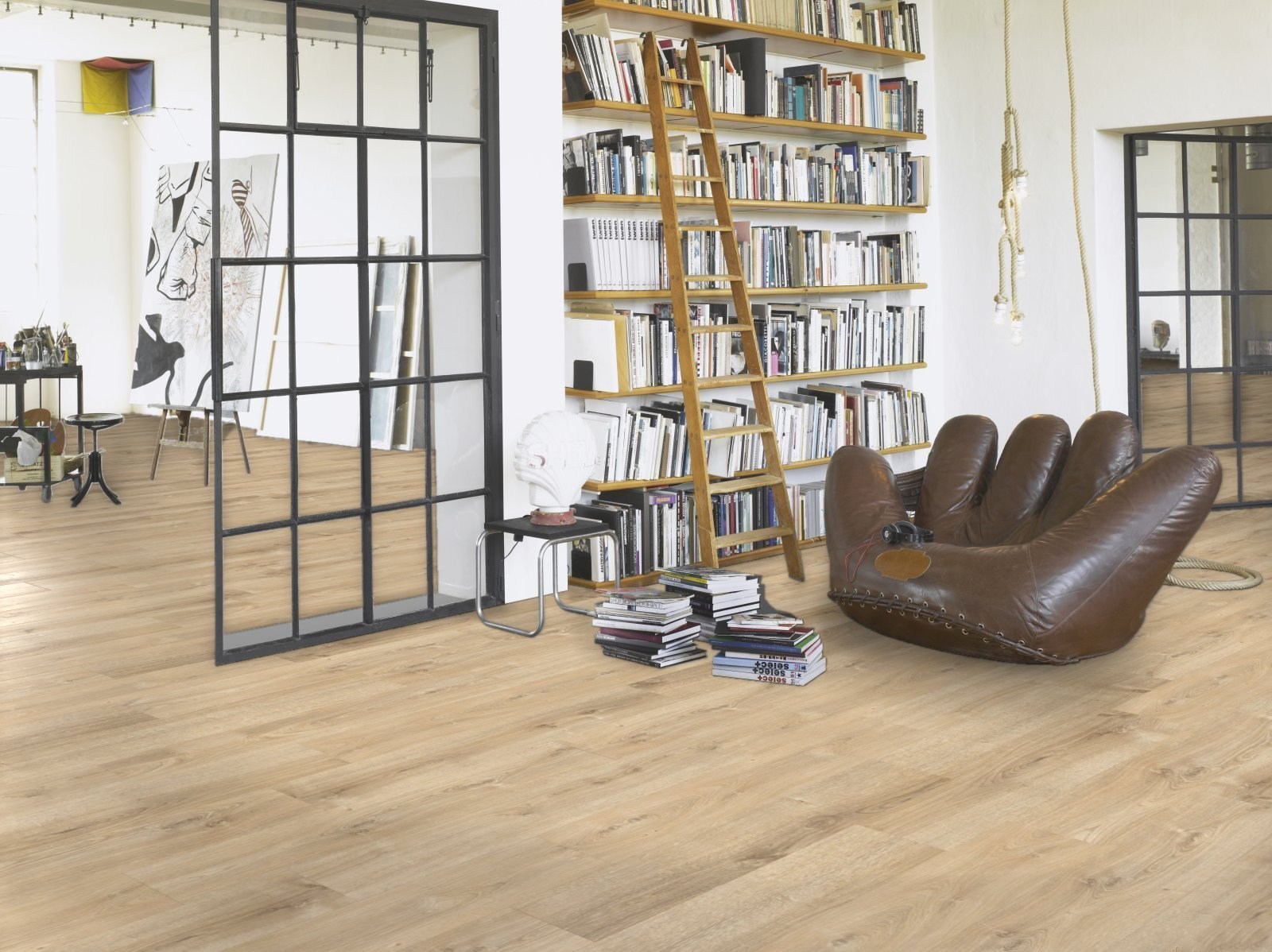 Ламинат Parador Basic 600XS Дуб Нова светло-известковый 1744353 1285×243×8 фото в интерьере