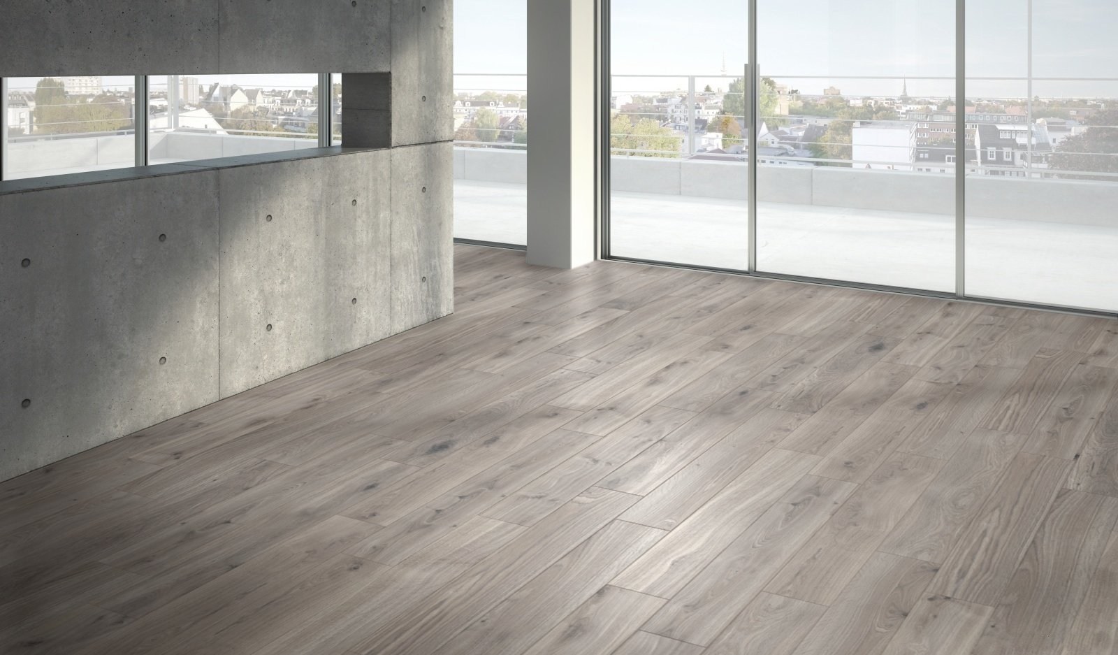 Ламинат Parador Basic 400 Дуб базальтовый серый 1744347 1285×194×8 фото в интерьере