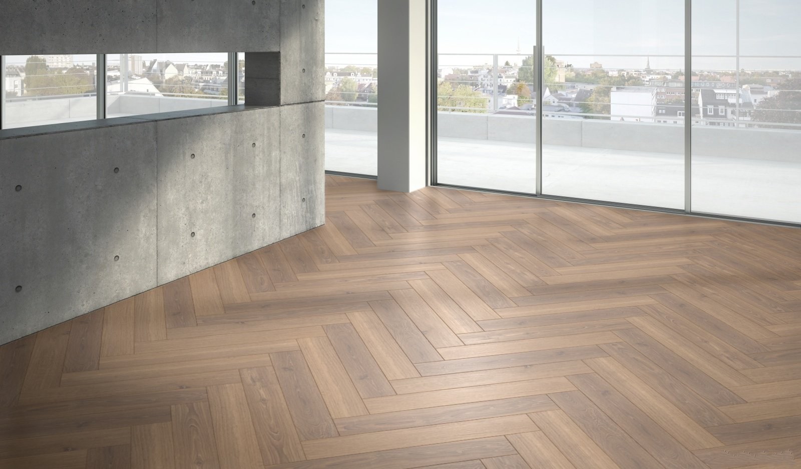 Ламинат Parador Trendtime 3 Дуб Студиолайн медовый Studioline Honey 1747864 венгерская елка 858×143×8 фото в интерьере