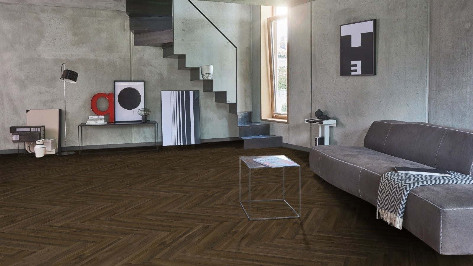 Ламинат Parador Trendtime 3 Multiplank Mix античный 1744702 венгерская елка 858×143×8 фото в интерьере