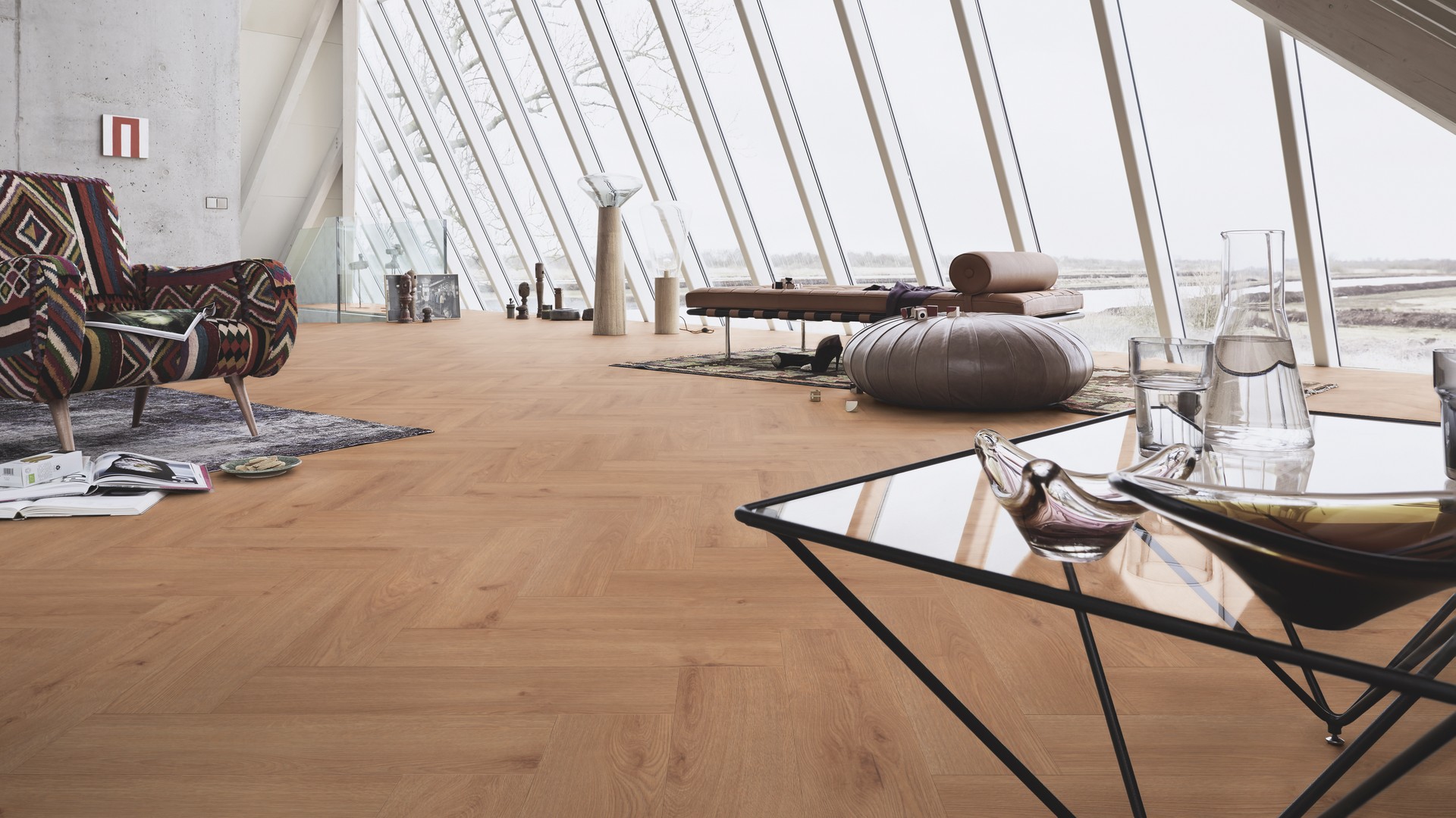 Ламинат Meister Edition M6/7001 Дуб Шампань венгерская елка 620×155×8 фото в интерьере