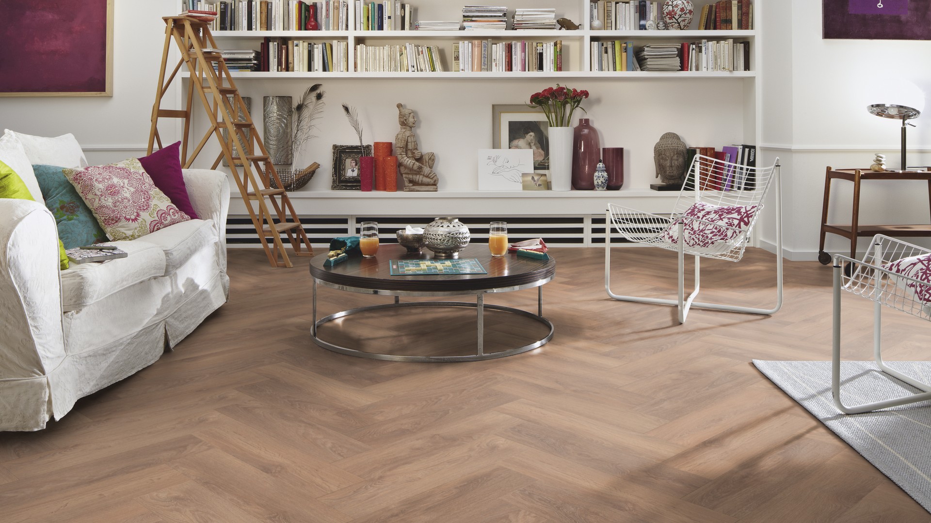 Ламинат Meister Edition M6/7004 Дуб Песчаный венгерская елка 620×155×8 фото в интерьере