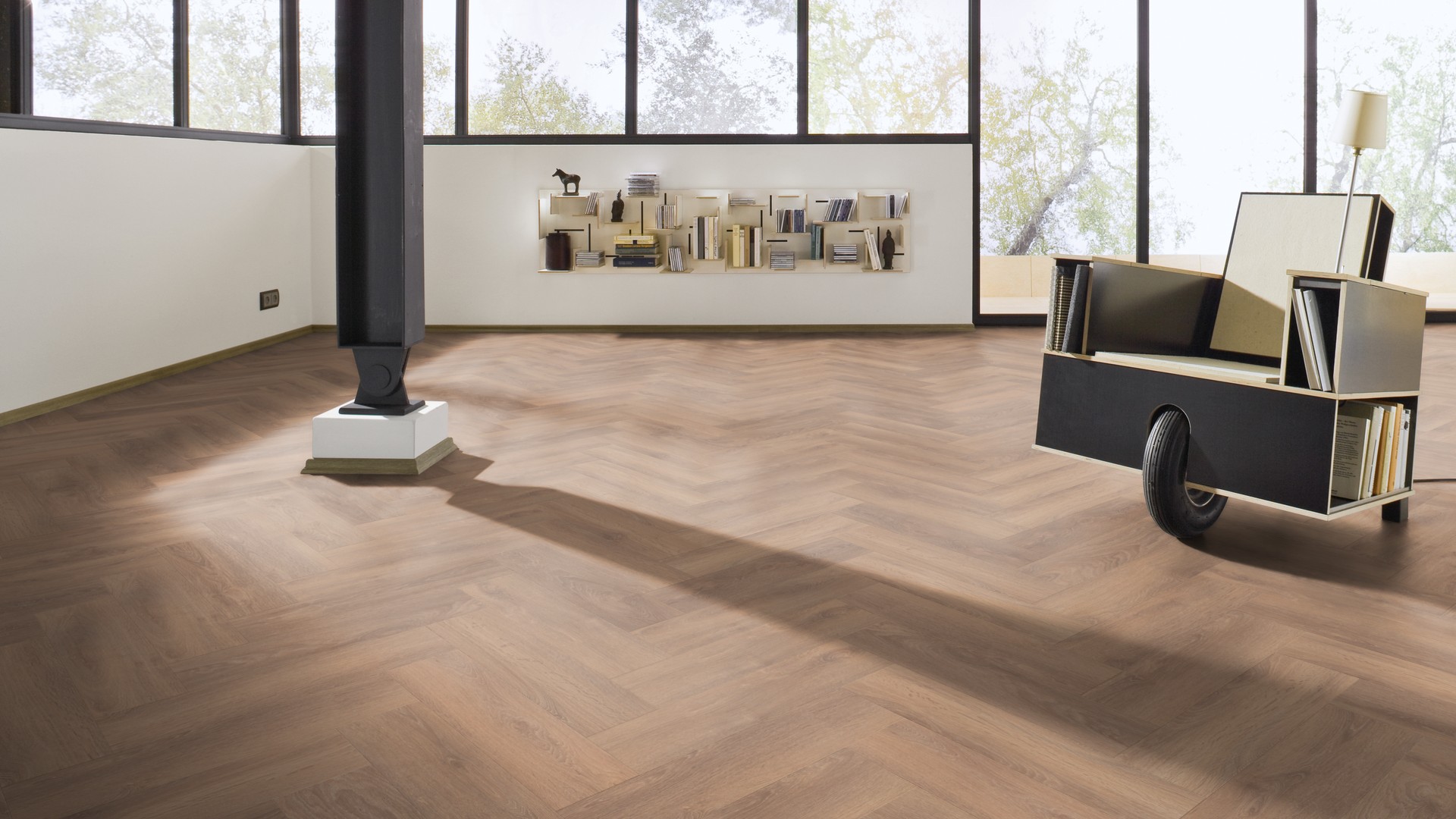 Ламинат Meister Edition M6/7004 Дуб Песчаный венгерская елка 620×155×8 фото в интерьере