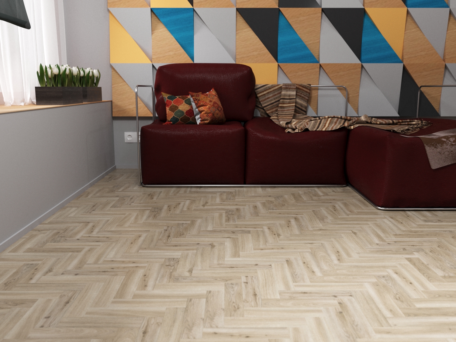 Кварцвиниловая плитка FineFloor клеевая Craft Short Plank Дуб Ла-Пас FF-479 венгерская елка 632×158×2,5 фото в интерьере