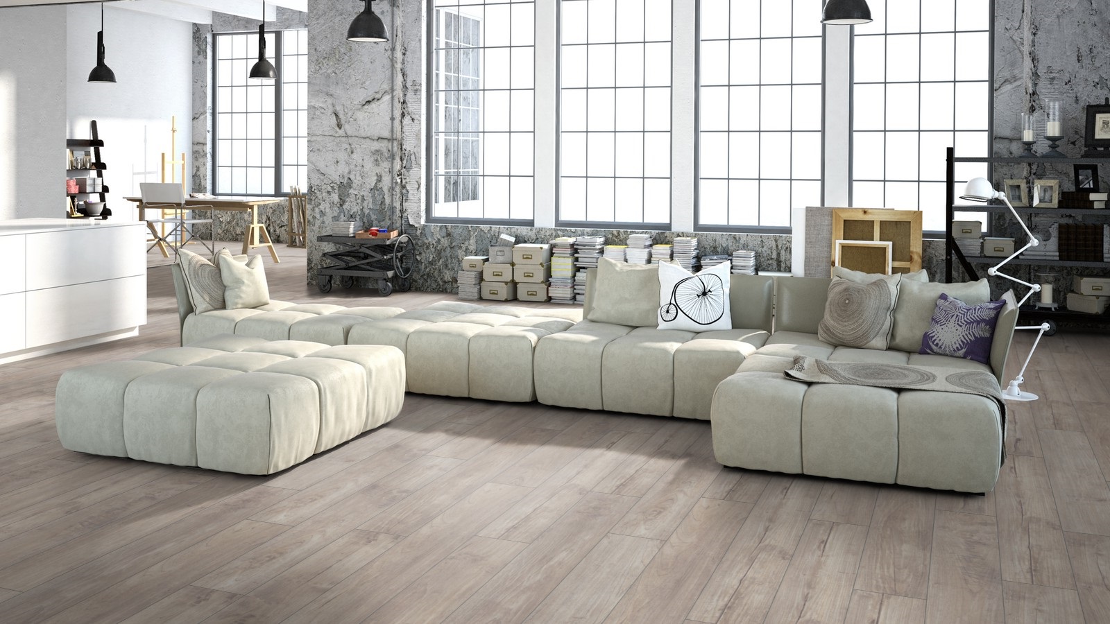 Ламинат Group Thys Lounge+.T Дуб Dresden 647876 1375×188×12 фото в интерьере