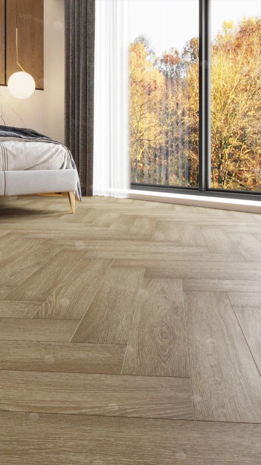 Кварцвиниловый SPC ламинат Alpine Floor Expressive Parquet Кантрисайд ECO 10-2 венгерская елка 610×122×6 фото в интерьере