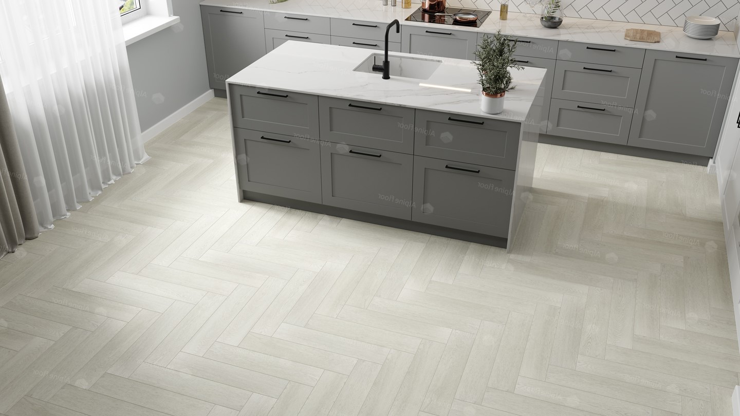Кварцвиниловый SPC ламинат Alpine Floor Parquet Light Зимний Лес ECO 13-6 венгерская елка 600×125×4 фото в интерьере