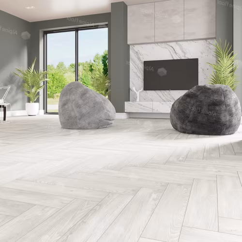 Кварцвиниловый SPC ламинат Alpine Floor Parquet Light Дуб Арктик ECO 13-4 венгерская елка 600×125×4