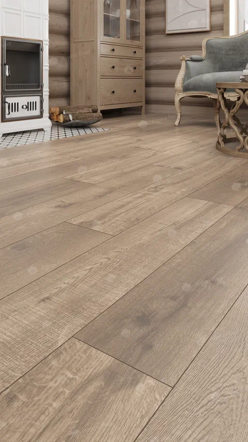 Кварцвиниловый SPC ламинат Alpine Floor Real Wood Дуб Натуральный ECO 2-5 1220×183×6 фото в интерьере