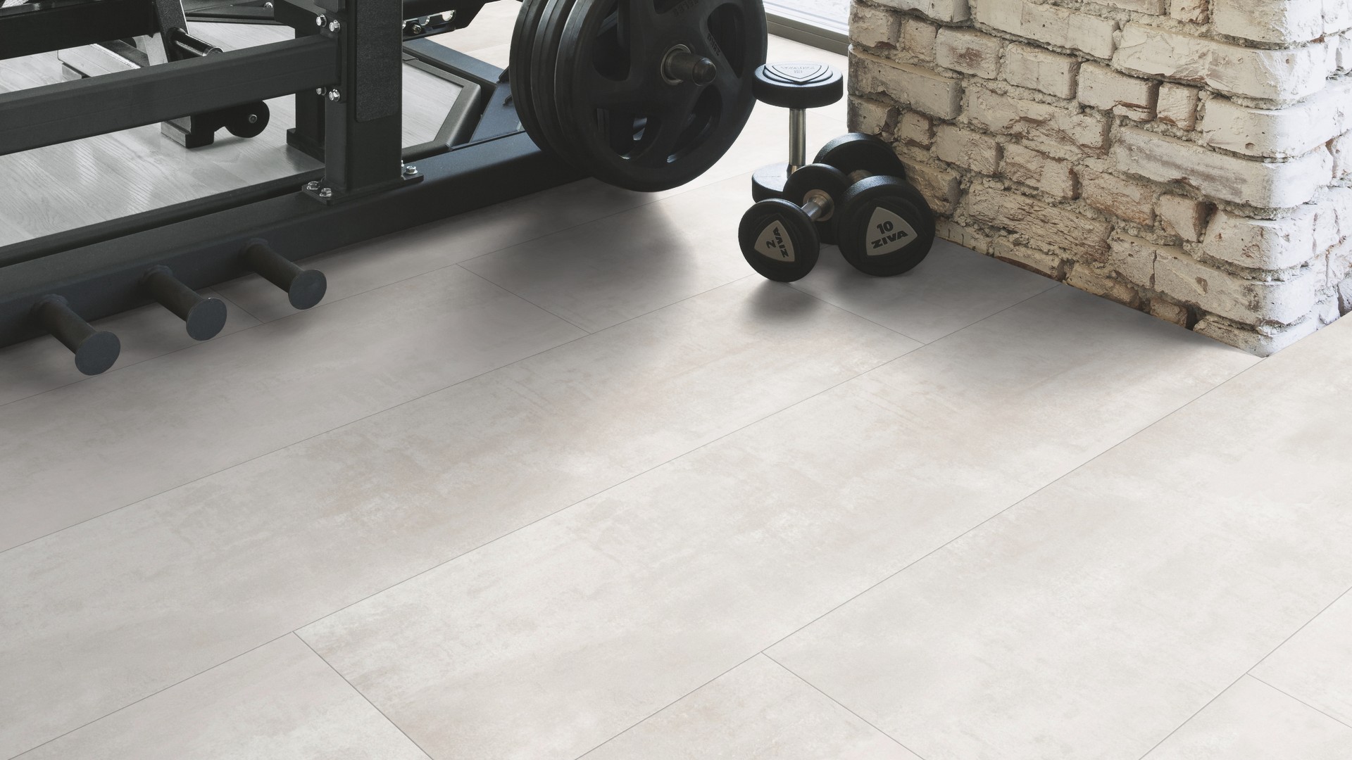 Ламинат Kaindl Aqua Pro Select Natural Touch 8.0 Плитка Бетон Opalgrey 44374 ST 1290×329×8 фото в интерьере