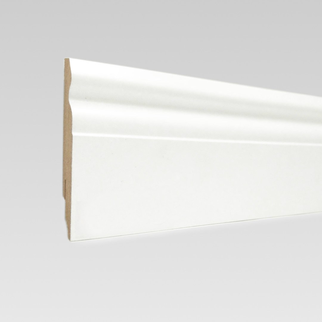 Плинтус МДФ ламинированный TeckWood белый Титан Классик 2150×80×16