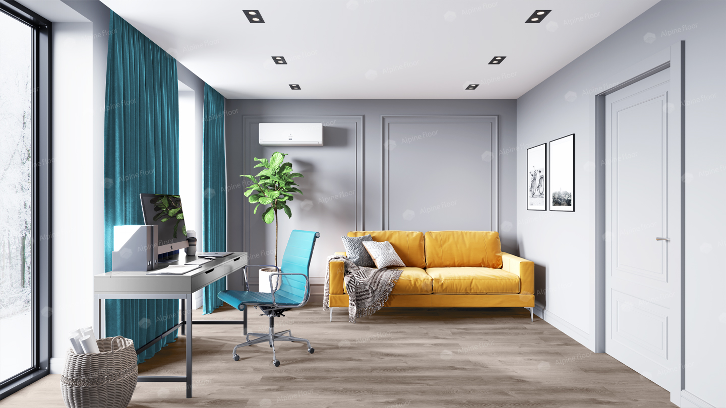 Кварцвиниловый SPC ламинат Alpine Floor Premium XL Дуб Гранит ECO 7-8 1524×180×8 фото в интерьере