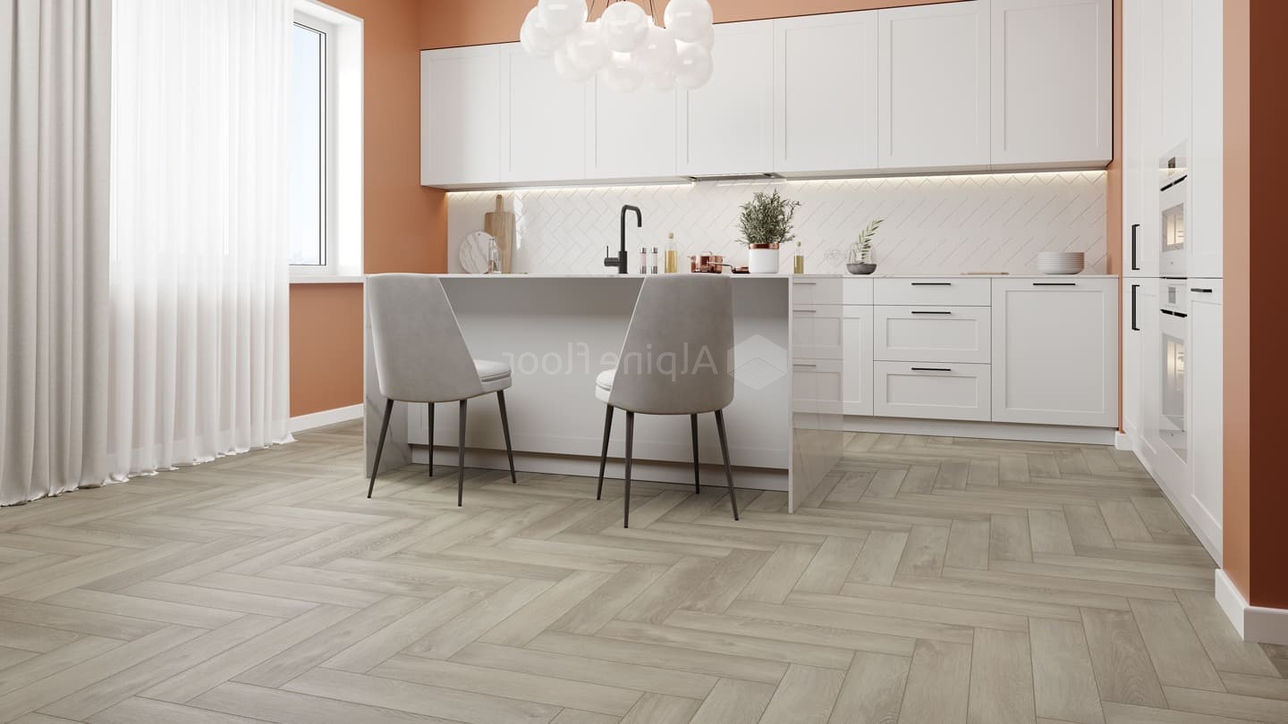 Кварцвиниловый SPC ламинат Alpine Floor Parquet Light Дуб Фантазия ECO 13-1 венгерская елка 600×125×4 фото в интерьере
