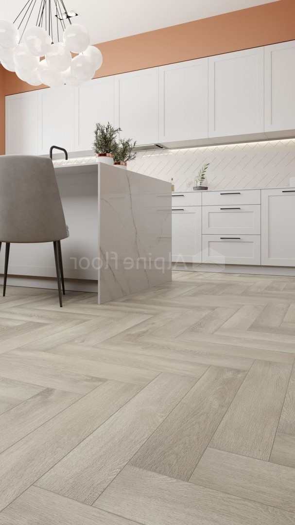Кварцвиниловый SPC ламинат Alpine Floor Parquet Light Дуб Фантазия ECO 13-1 венгерская елка 600×125×4 фото в интерьере