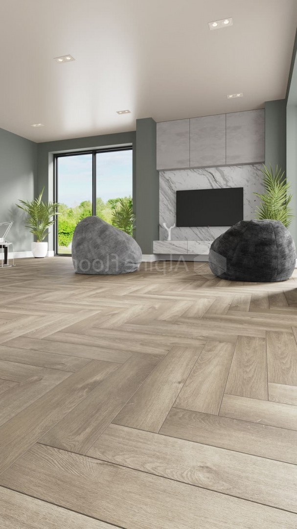 Кварцвиниловый SPC ламинат Alpine Floor Parquet Light Дуб Натуральный отбеленный ECO 13-5 венгерская елка 600×125×4 фото в интерьере
