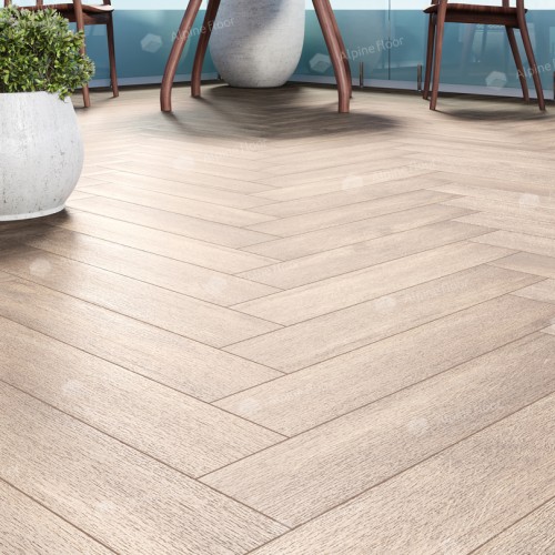 Кварцвиниловый SPC ламинат Alpine Floor Parquet Light Дуб Макадамия ECO 13-10 венгерская елка 600×125×4 фото в интерьере