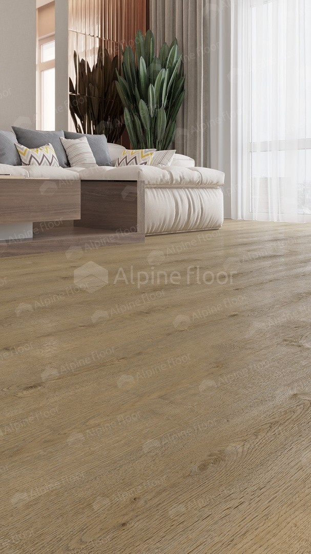 Кварцвиниловый SPC ламинат Alpine Floor Solo Комодо ECO 14-7 1220×183×3.5 фото в интерьере
