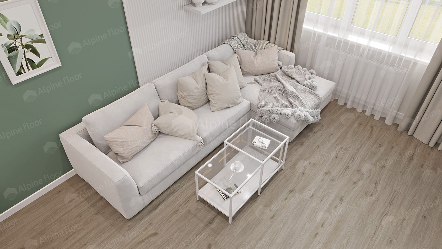Кварцвиниловый SPC ламинат Alpine Floor Solo Прэсто ECO 14-8 1220×183×3.5 фото в интерьере