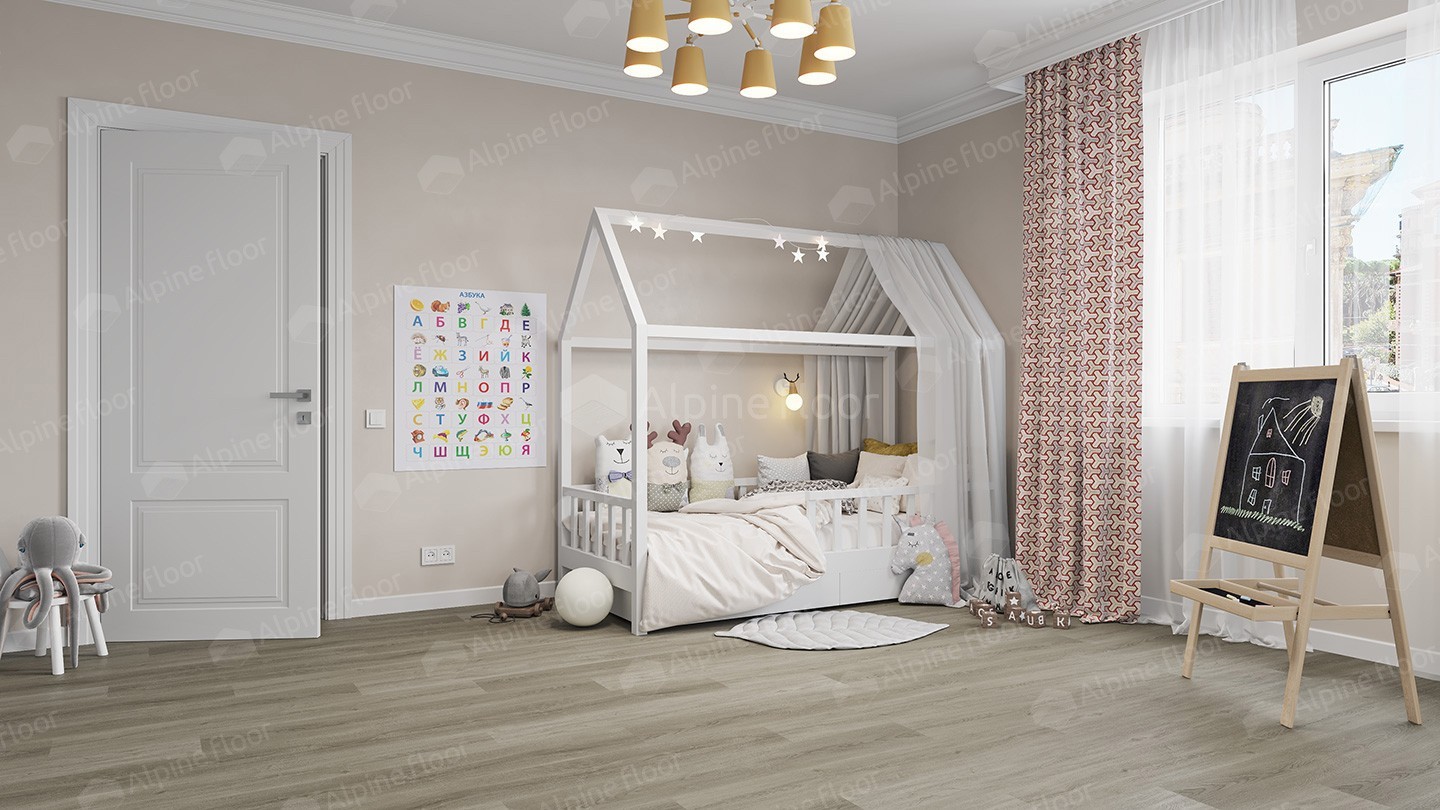 Кварцвиниловый SPC ламинат Alpine Floor Solo Маэстоса ECO 14-9 1220×183×3.5 фото в интерьере