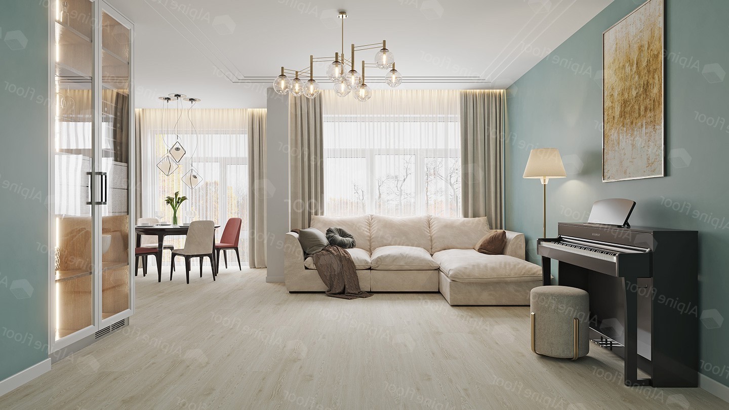 Кварцвиниловый SPC ламинат Alpine Floor Solo Модерато ECO 14-11 1220×183×3.5 фото в интерьере