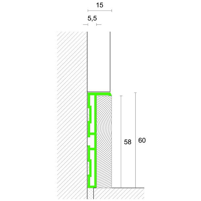 Плинтус алюминиевый скрытый Madest Decor 2400×60×15