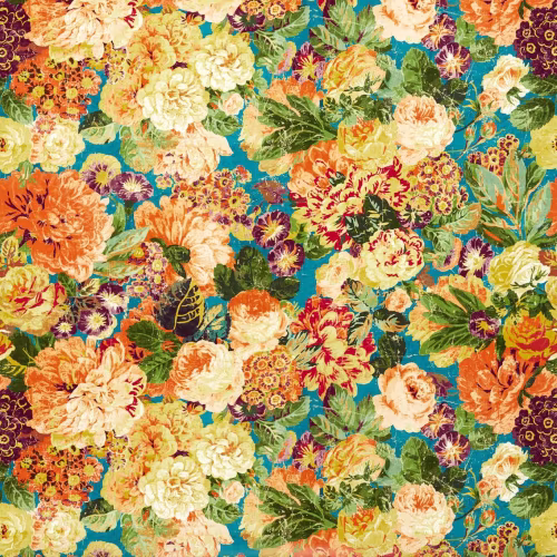 Обои Sanderson One Sixty Very Rose And Peony Kingfisher/Rowan Berry 217027