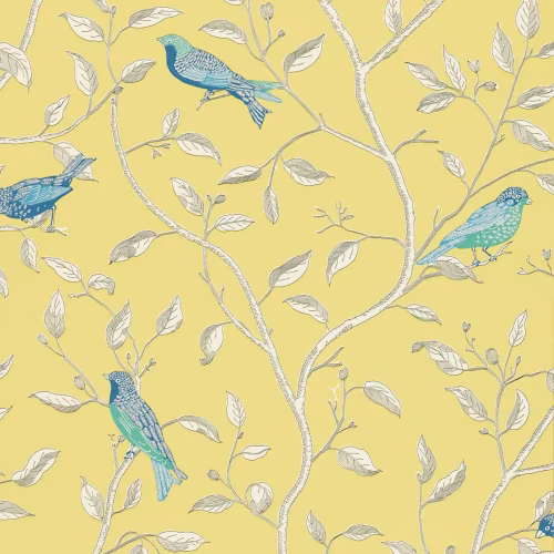 Обои Sanderson One Sixty Finches Yellow DOPWFI101