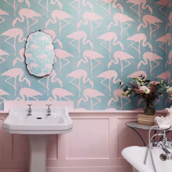 Обои Sanderson One Sixty Flamingos Turquoise Pink 214569