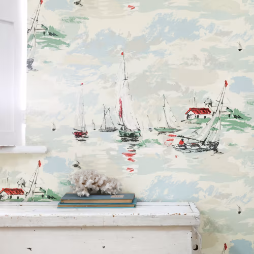 Обои Sanderson One Sixty Sail Away Sea Green 214588