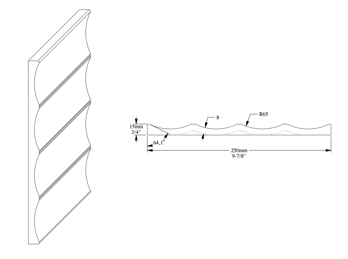 Стеновая панель под покраску Orac Decor Modern Valley W114F гибкая 2000×250×15