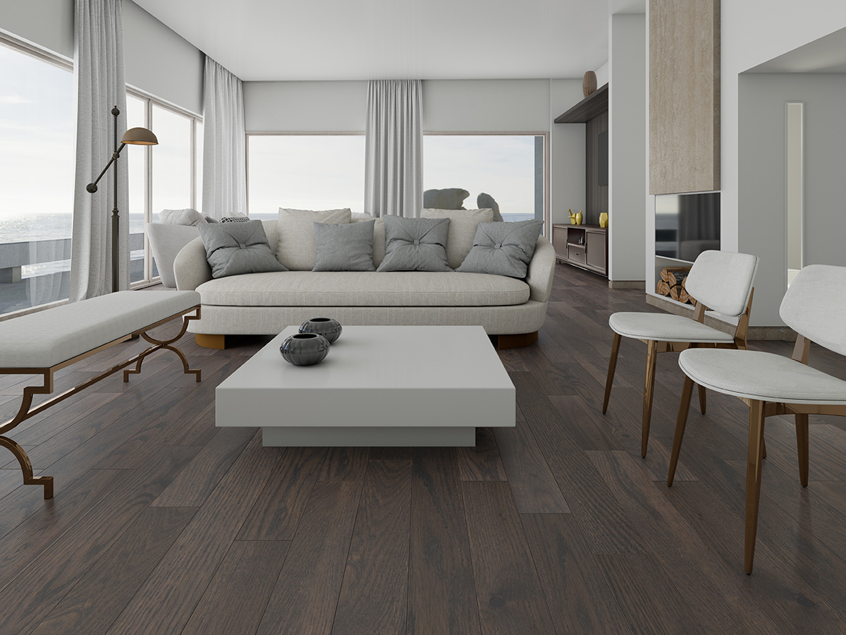 Инженерная доска Gran Parte Дуб Мокачино Mocaccino 020 прайм-селект 500−1500×155×15 фото в интерьере