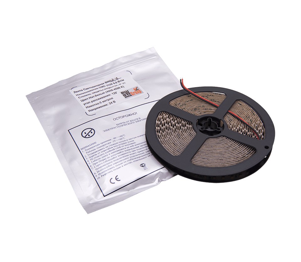 Светодиодная лента SWG 24В 9,6Вт 009247 дневной белый 4000-4500К 5м