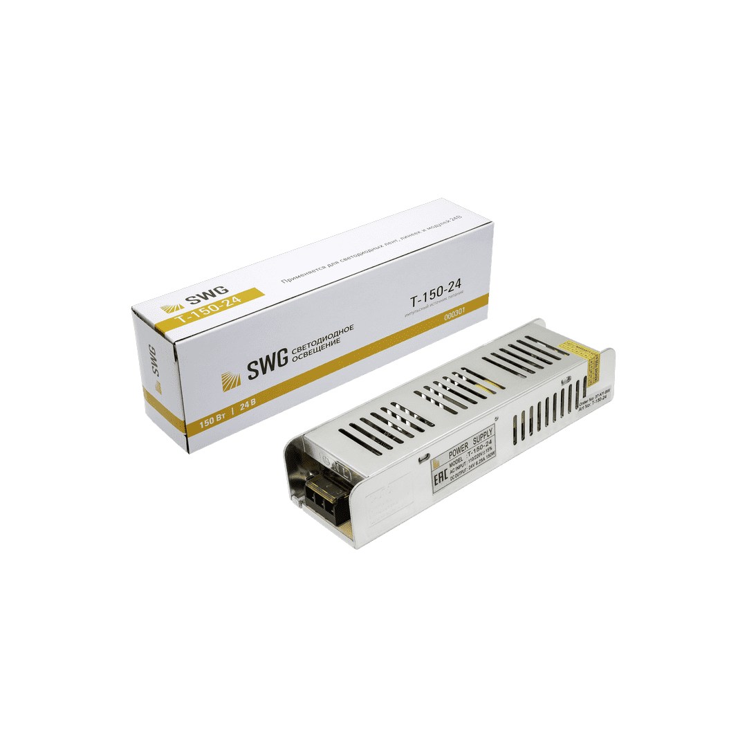 Блок питания SWG для светодиодной ленты 000301 24В 150Вт T-150-24 Блок питания SWG для светодиодной ленты 000301 24В 150Вт T-150-24
