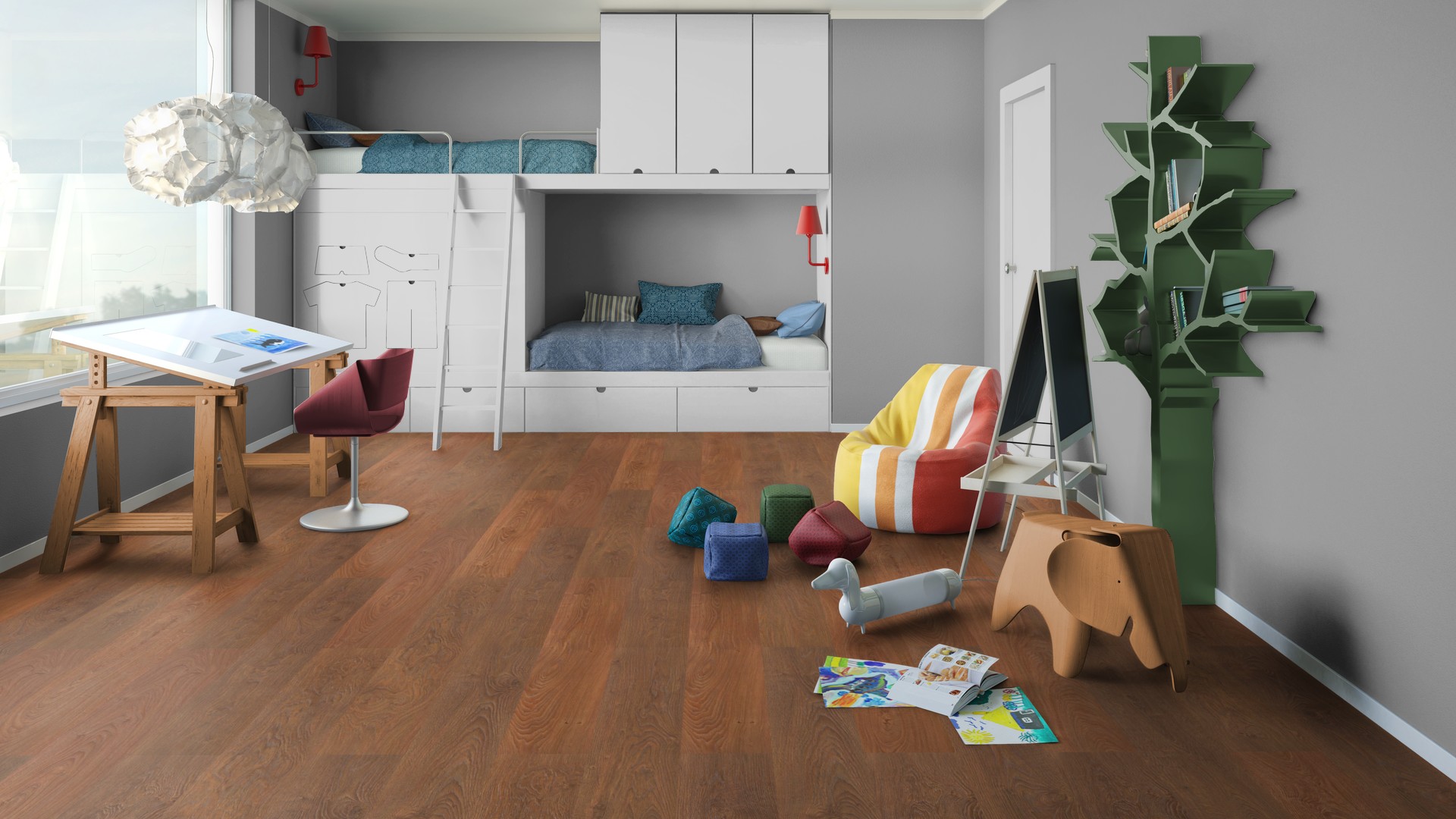 Ламинат Tarkett Woodstock Family Oak Deep Honey Sherwood 504044084 1292×194×8 фото в интерьере