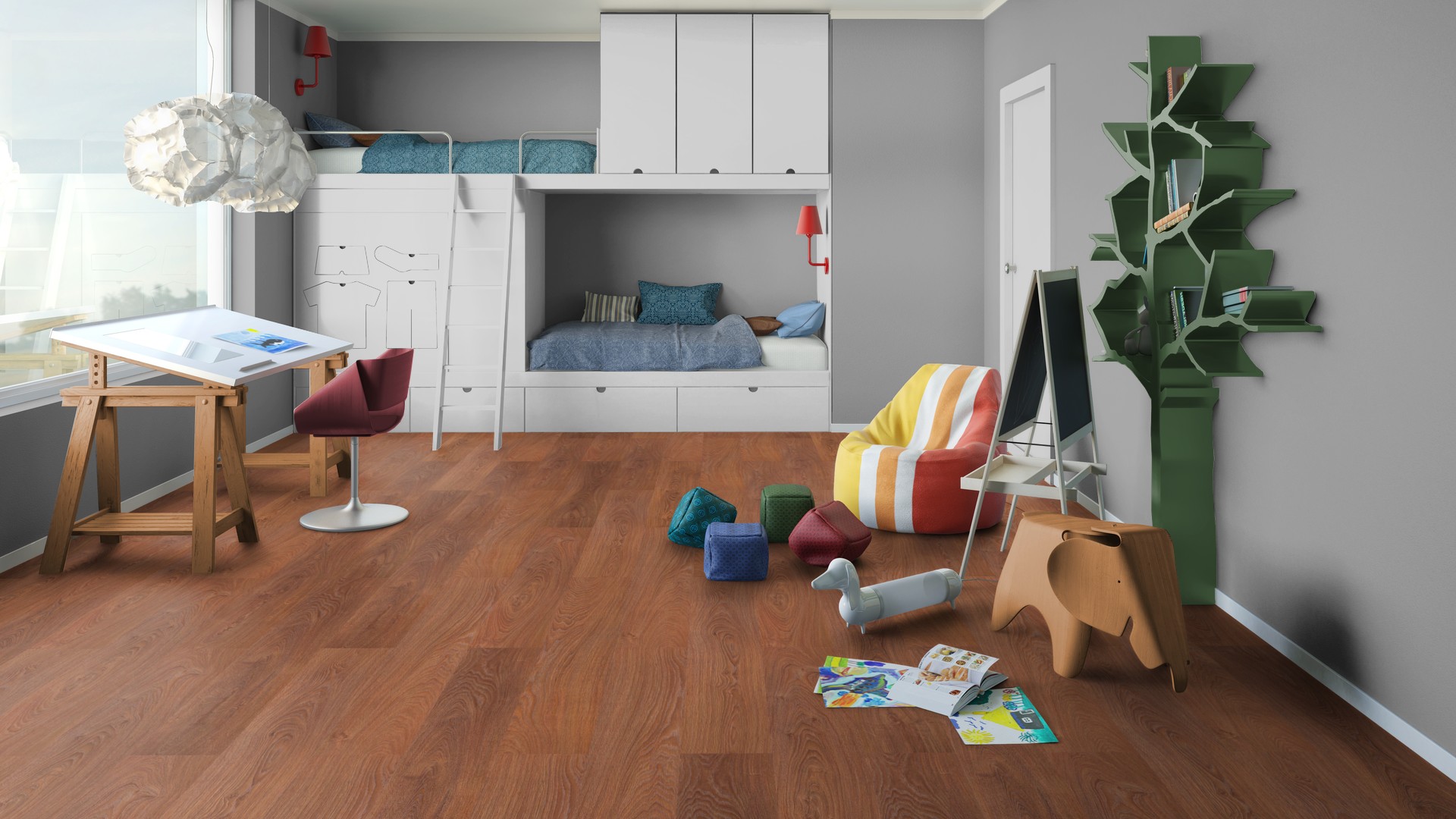 Ламинат Tarkett Woodstock Family Oak Sherwood Tobacco 504044083 1292×194×8 фото в интерьере