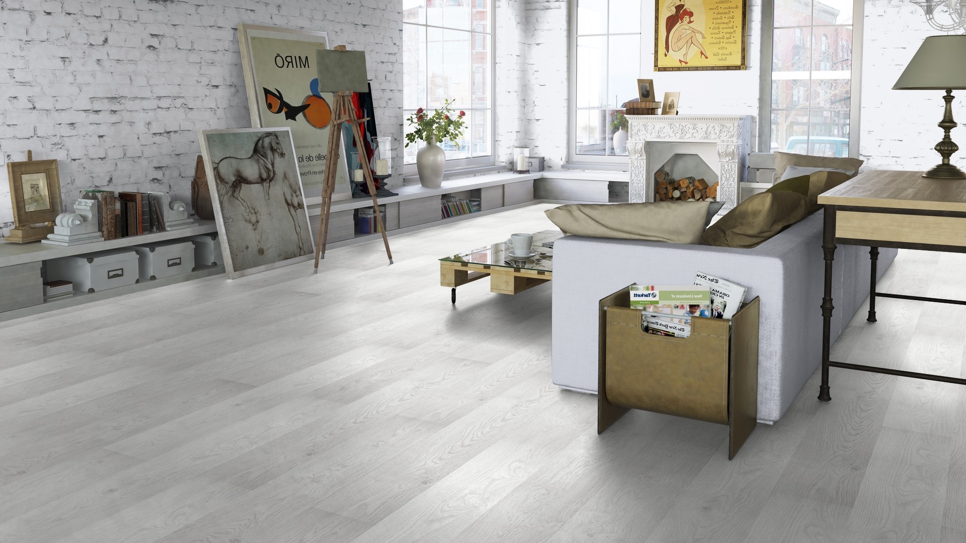 Ламинат Tarkett Intermezzo Oak Sonata white 504023066 1292×194×8 фото в интерьере