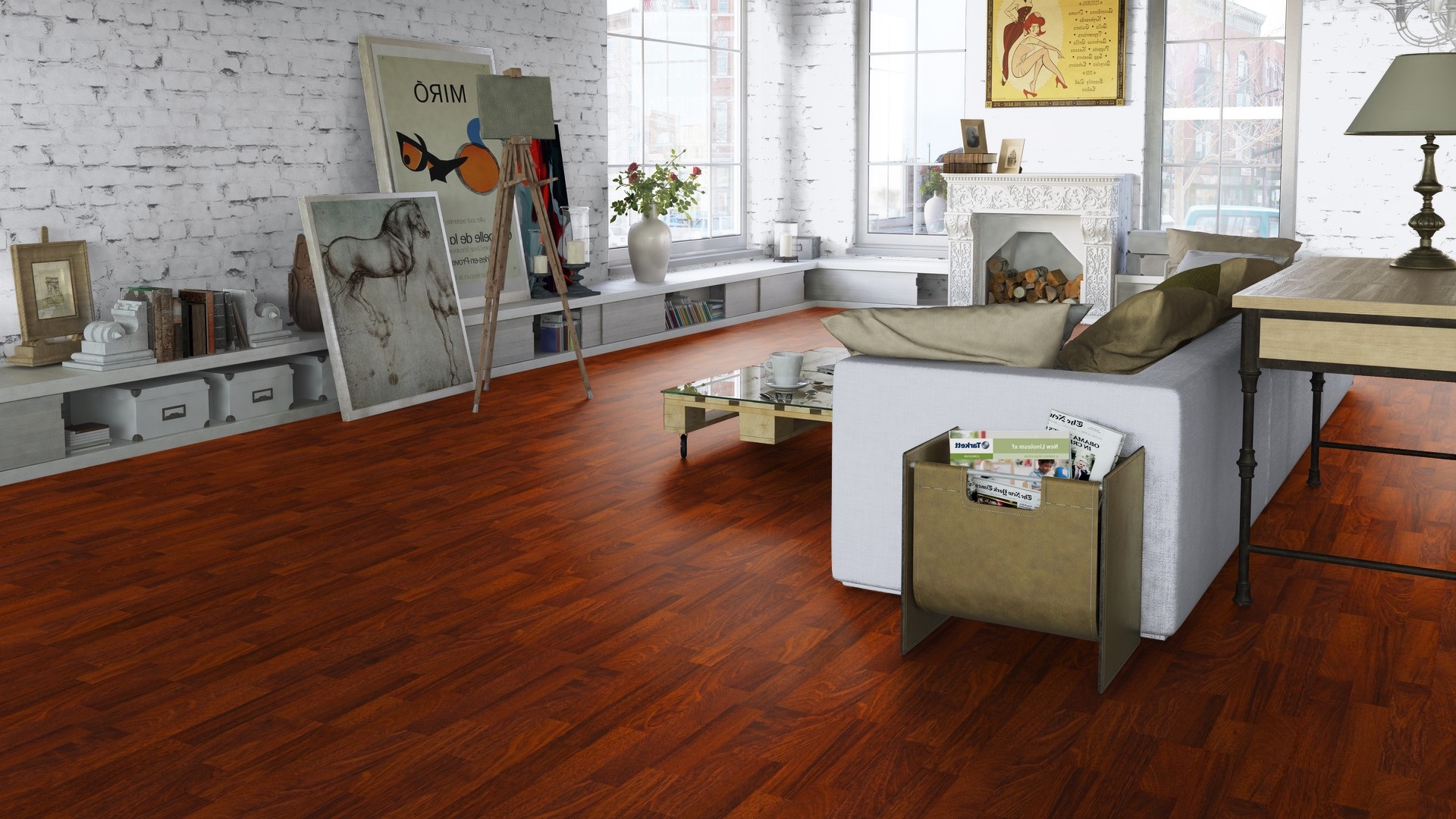 Ламинат Tarkett Robinson Merbau 504035081 1292×194×8 фото в интерьере