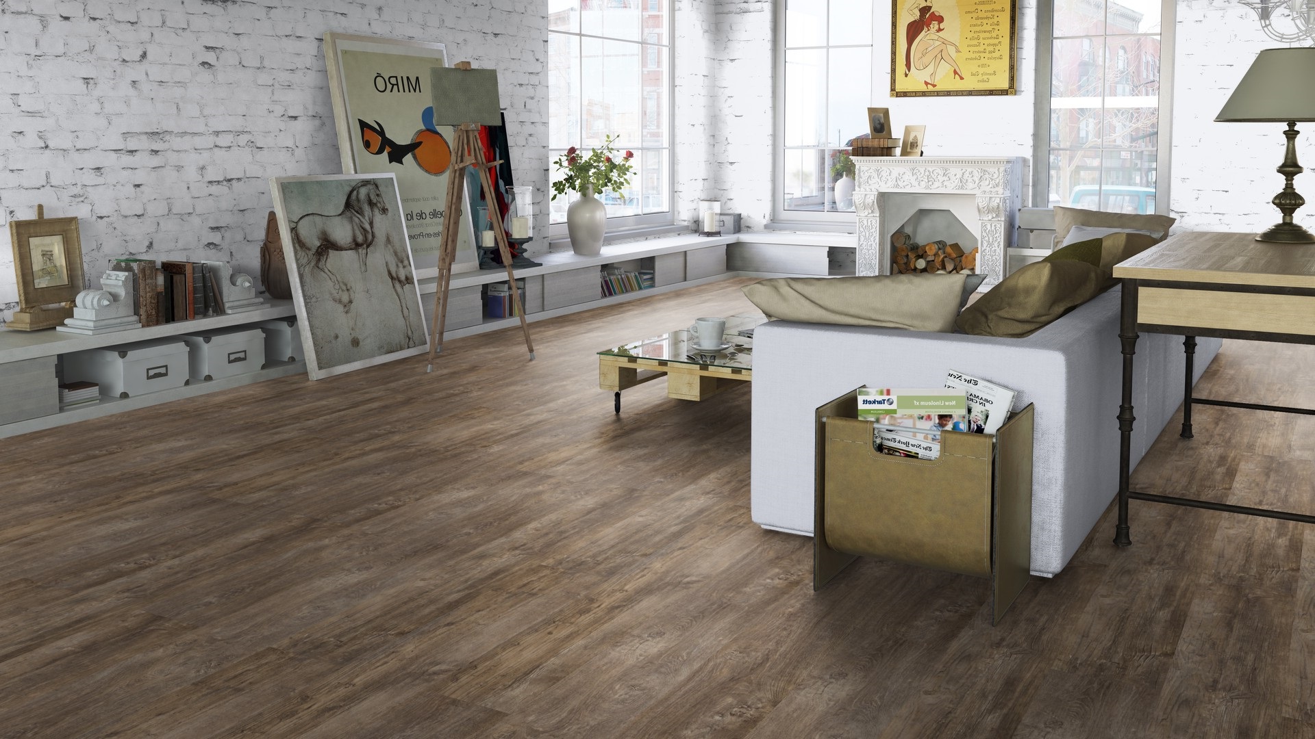 Ламинат Tarkett Robinson Patchwork Brown 504035106 1292×194×8 фото в интерьере