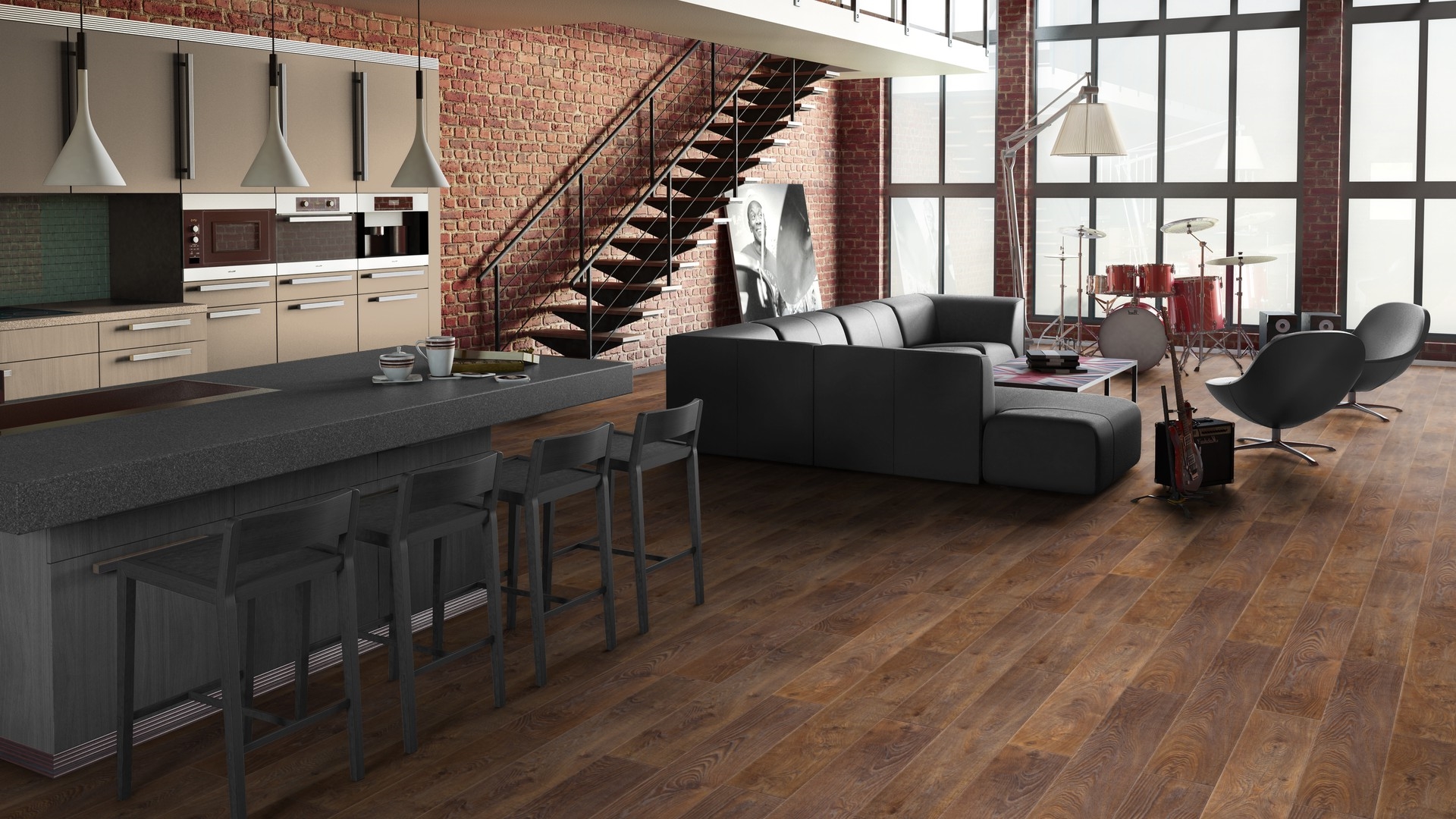 Ламинат Tarkett Estetica Oak Natur brown 504015031 1292×194×9 фото в интерьере