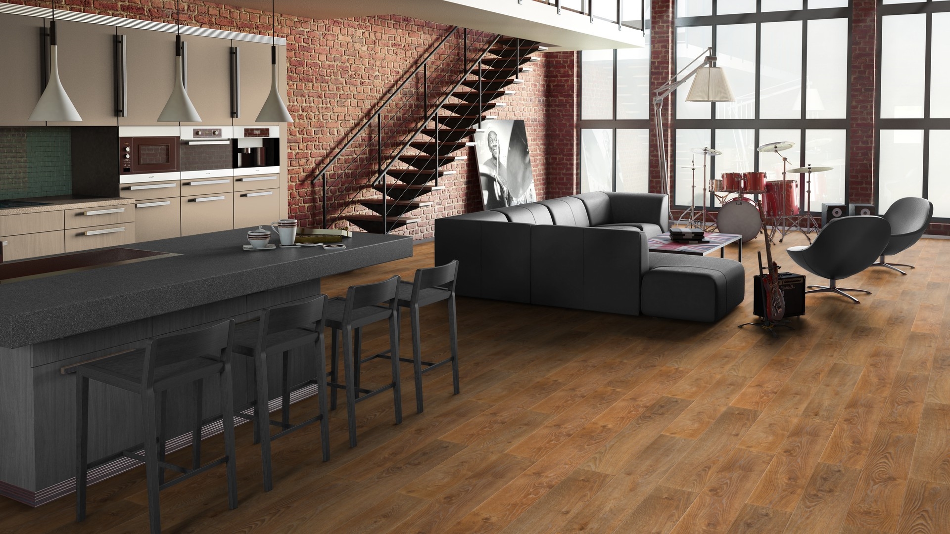Ламинат Tarkett Estetica Oak Natur light brown 504015033 1292×194×9 фото в интерьере