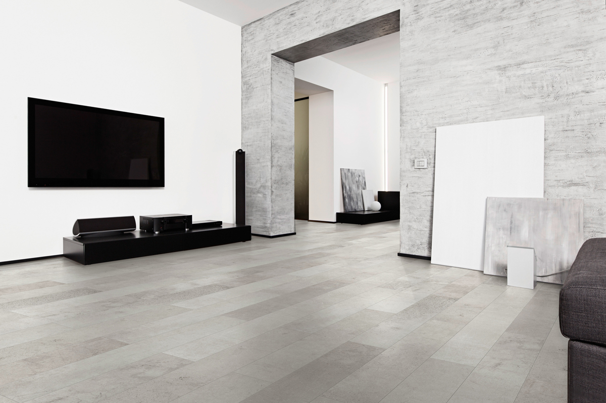 Ламинат Classen Villa WR Beton 55063 1285×280×8 фото в интерьере