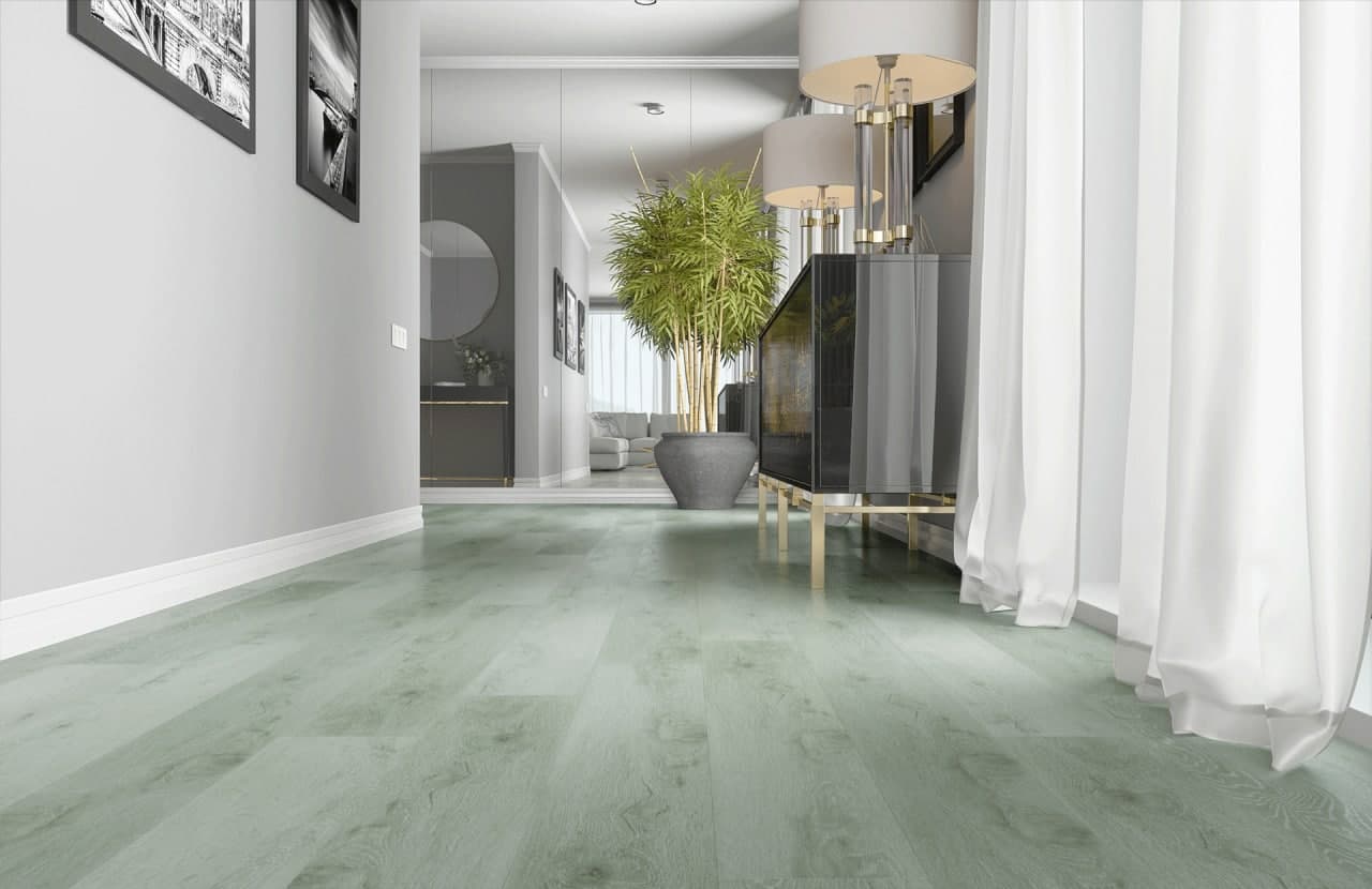 Кварцвиниловый SPC ламинат Fargo Comfort Дуб Берлин 70W935 1220×150×4 фото в интерьере