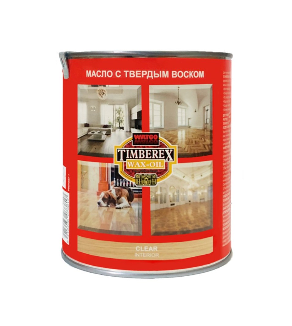 Бесцветное масло с твердым воском для дерева Timberex Wax Oil PWR750.1 Clear 1 л