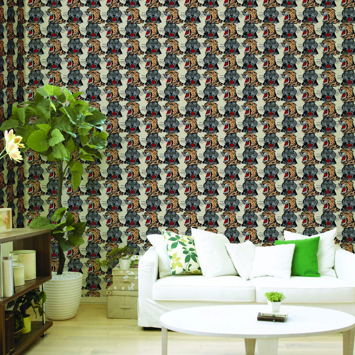 Обои Aura La Tapicera Tigers WP181141 10,05×0,53 фото в интерьере
