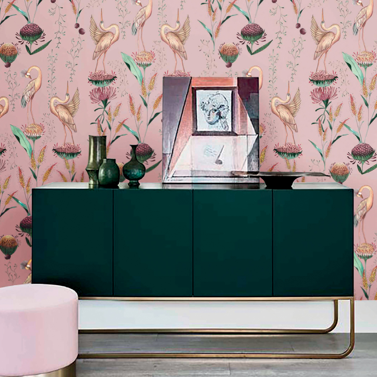 Обои Aura La Tapicera Paradis de Herons Rose WP191062 10,05×0,53 фото в интерьере