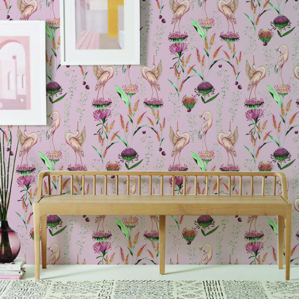 Обои Aura La Tapicera Paradis de Herons Rose WP191062 10,05×0,53 фото в интерьере