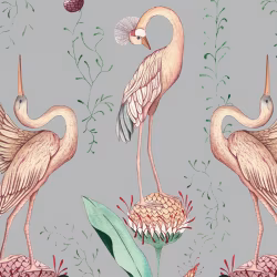 Обои Aura La Tapicera Paradis de Herons Silver WP191063 10,05×0,53