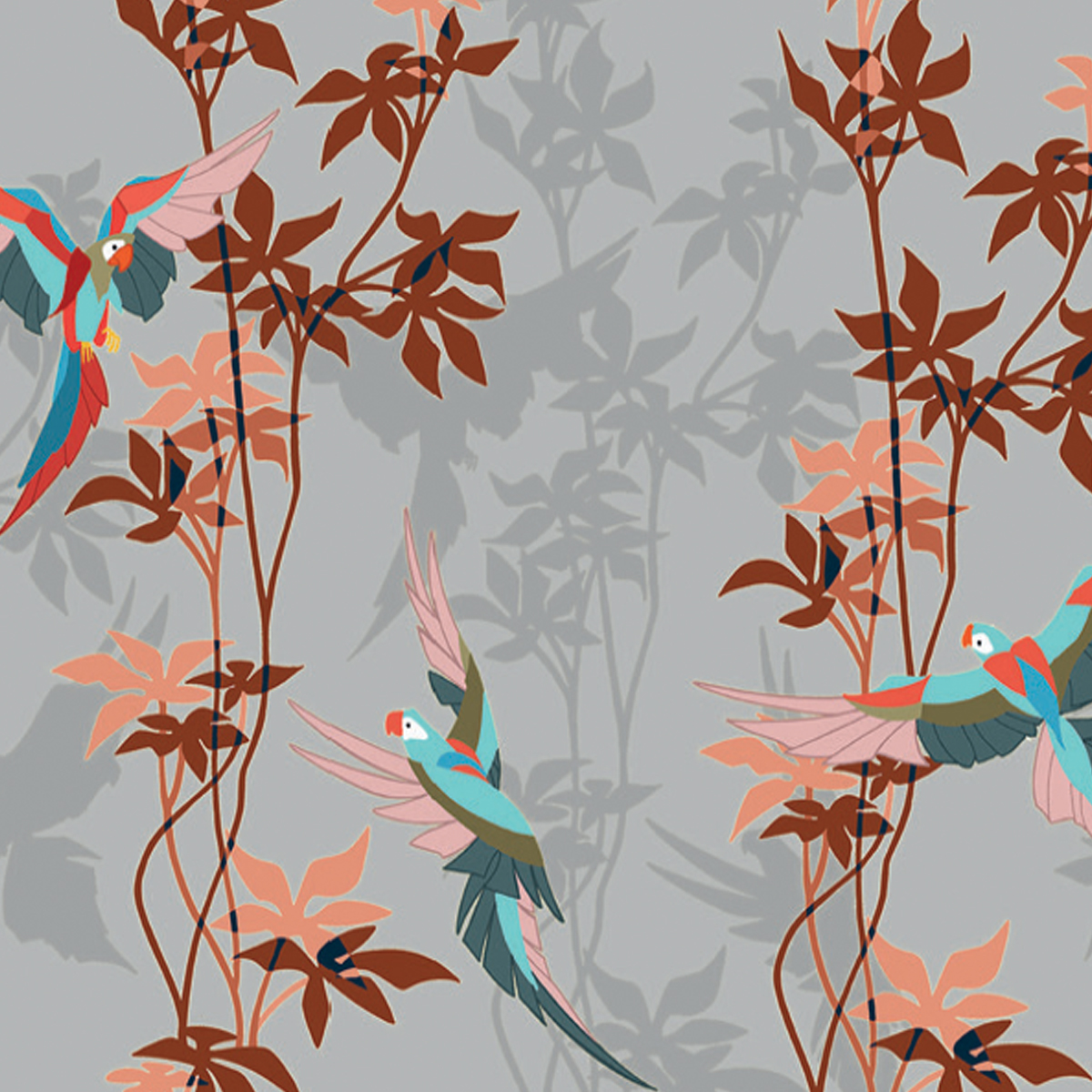 Обои Aura La Tapicera Loro Park Silver WP172053 10,05×0,53