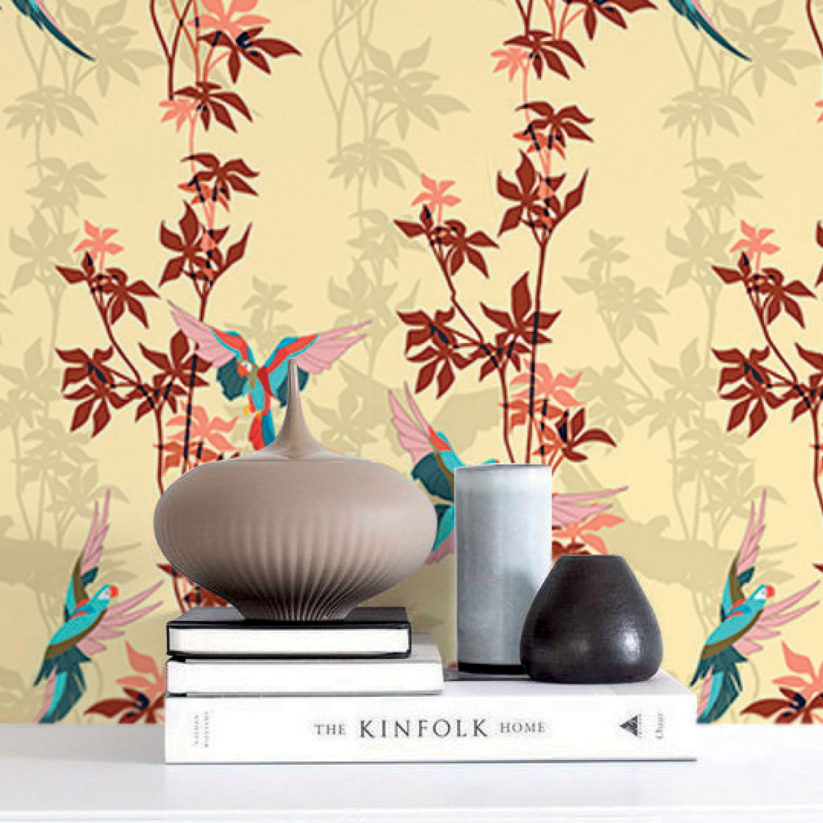 Обои Aura La Tapicera Loro Park Gold WP172054 10,05×0,53 фото в интерьере